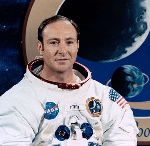 Edgar Mitchell - Nascido em 17/9/1930.  Formado pela Universidade de Carnegie Mellon/Escola de Pós-Graduação Naval. Pisou na Lua em 5/2/1971. Morreu em 4/2/2016, aos 85 anos.  Reprodução: Flipar