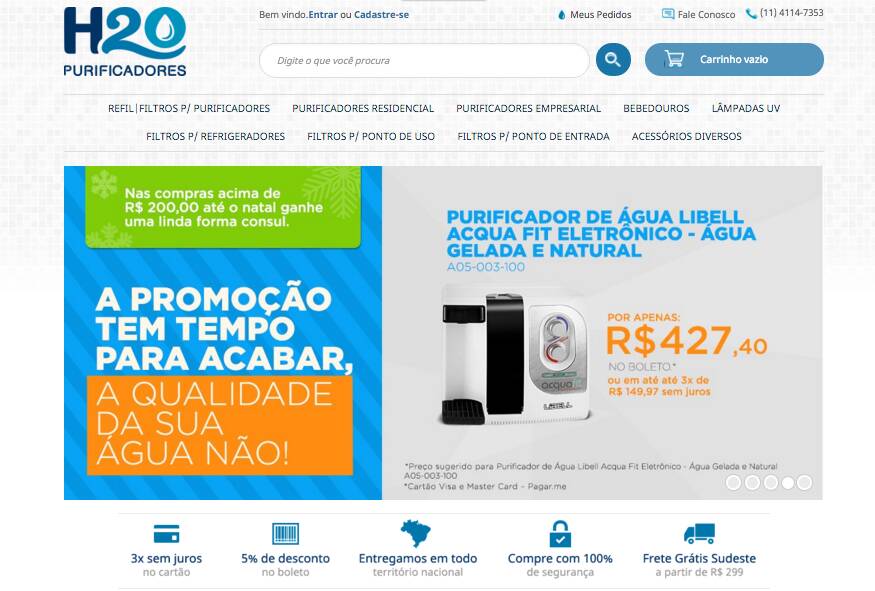 3- H20 Purificadores: Do interior de Pernambuco, Edielson Silva batalhou desde cedo até alcançar o sucesso, trabalhando por oito anos vendendo purificadores de água na Whirpool. Com a experiência adquirida, e estudando o e-commerce, fundou sua loja virtual, que fatura R$ 200 mil por mês. Foto: Reprodução