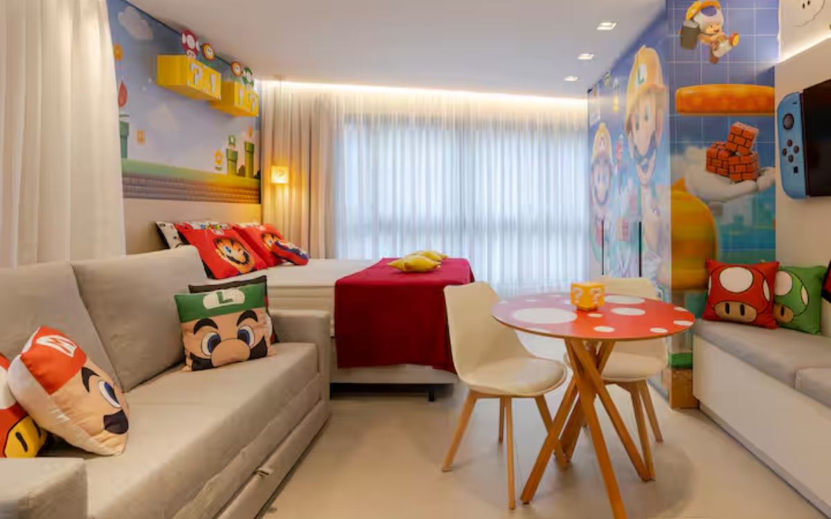 “Apartamento do Super Mario” atrai turistas em Blumenau com temática geek. Foto: Airbnb