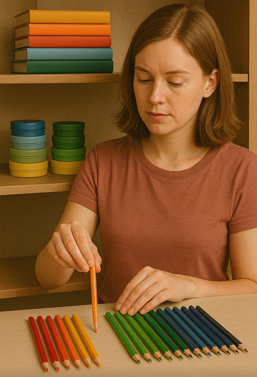 Organizar objetos por cor, tamanho ou simetria pode estar ligado à necessidade de controle ou à busca de ordem para acalmar a mente.
 Reprodução: Flipar