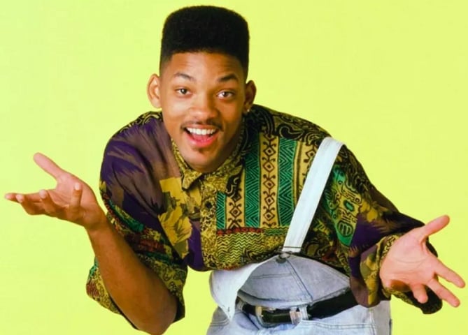 Will Smith: Hoje reconhecidamente uma das maiores estrelas do cinema, Will Smith ganhou fama primeiramente por “Um Maluco no Pedaço”, série que estreou em 1990 e fez muito sucesso no Brasil. Reprodução: Flipar