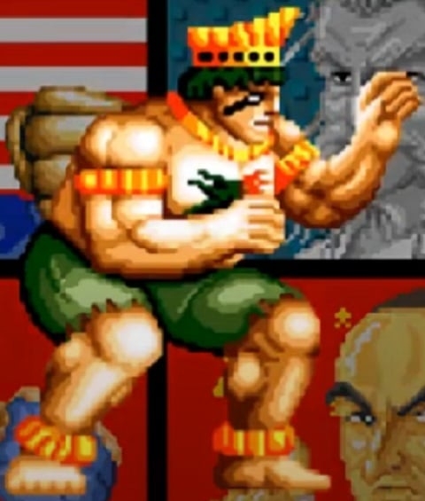 Personagem: Golrio - Um dos lutadores menos conhecidos pelo público, Golrio é do jogo Fight Fever e se caracteriza por ter semelhança física e de traje com um pajé, representando determinadas tribos indígenas brasileiras. Reprodução: Flipar