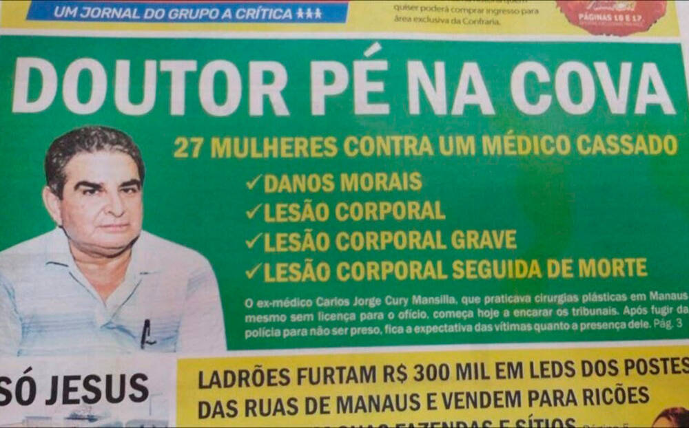 O médico Carlos Jorge Cury Mansilla no jornal de Manaus. Foto: Reprodução