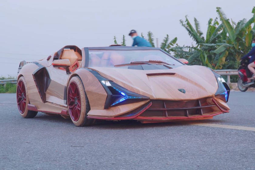 Réplica do Lamborghini Sian Roadster de madeira foi feita em 65 dias.. Foto: Divulgação