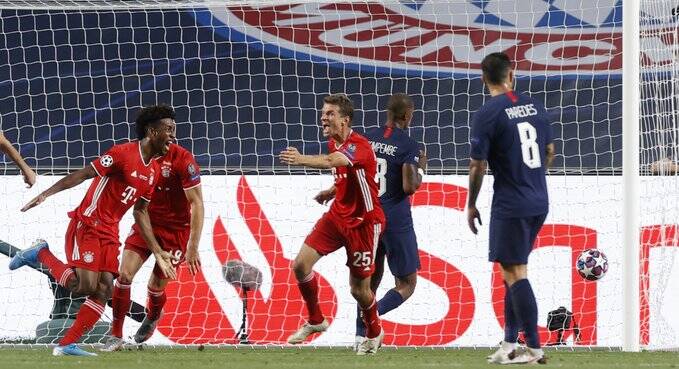 Coman marcou o gol do título do Bayern. Foto: REPRODUÇÃO / UEFA