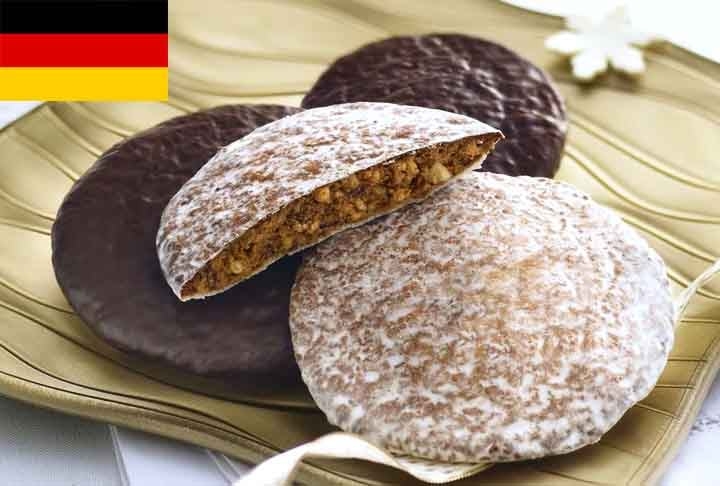 20º) Nürnberger Lebkuchen (Alemanha): É um tipo tradicional de biscoito de gengibre originário de Nuremberg, na Alemanha. Em sua receita, leva canela, cravo, noz-moscada, cardamomo e gengibre, além de amêndoas, avelãs ou nozes.  Reprodução: Flipar