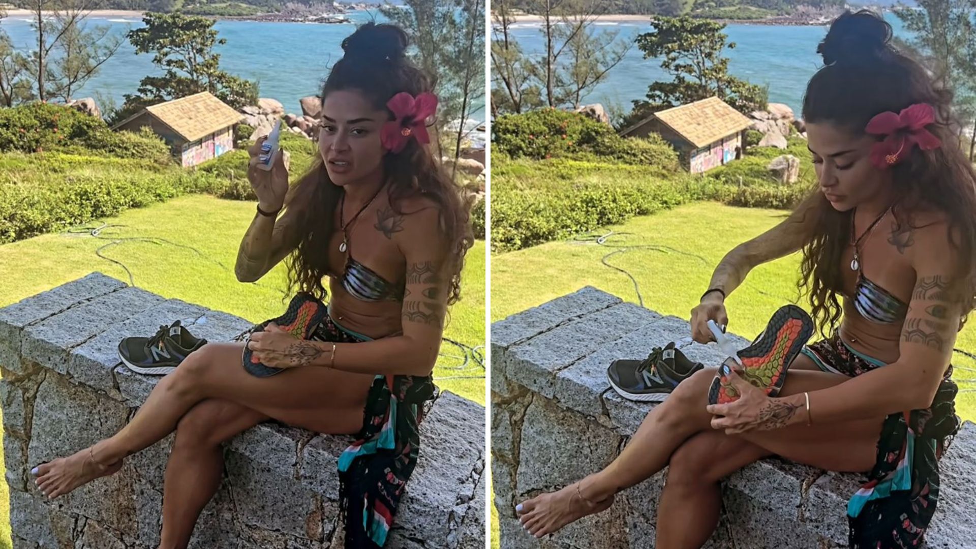 Aline Campos passa perrengue e cola tênis com super bonder. Foto: Reprodução/Instagram - 08.02.2024