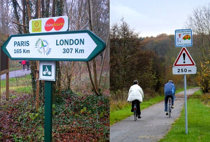 Ciclovia Avenue Verte (Inglaterra e França) - Essa ciclovia faz a ligação direta entre Londres e Paris para os amantes das pedaladas, com uma interrupção para a travessia do Canal da Mancha por ferryboat. Foi criada em 2012 para os Jogos Olímpicos.  Reprodução: Flipar