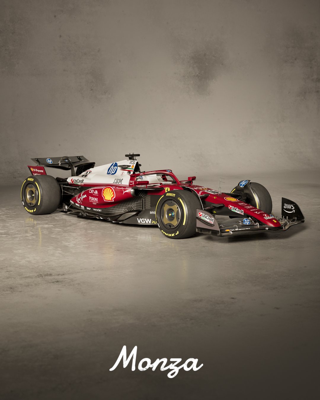 Detalhes da pintura especial da Ferrari remetem ao carro utilizado por Niki Lauda em 1975. Foto: Reprodução/Scuderia Ferrari