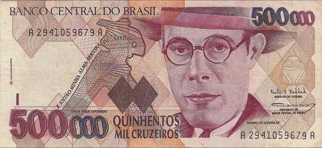 Cruzeiro: entrou em circulação novamente em 16 de março de 1990 e permaneceu por três anos, até 31 de julho de 1993. Reprodução: Flipar