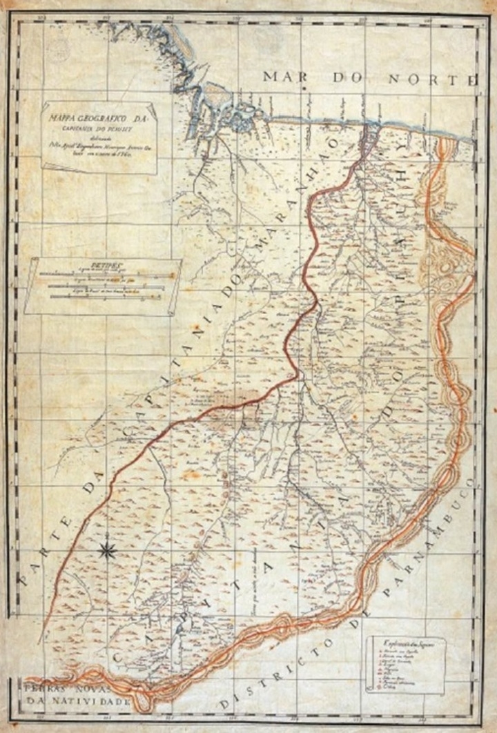 O Piauí anexou 17 documentos à ação no STF, incluindo um mapa datado de 1760. 
 Reprodução: Flipar