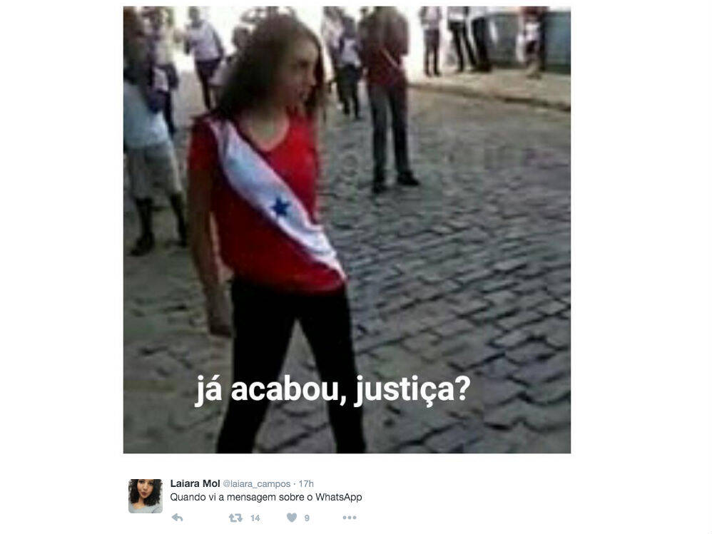 Outro meme recente, 'Já acabou, Jéssica?' também foi utilizado pelos usuários. Foto: Reprodução/Twitter