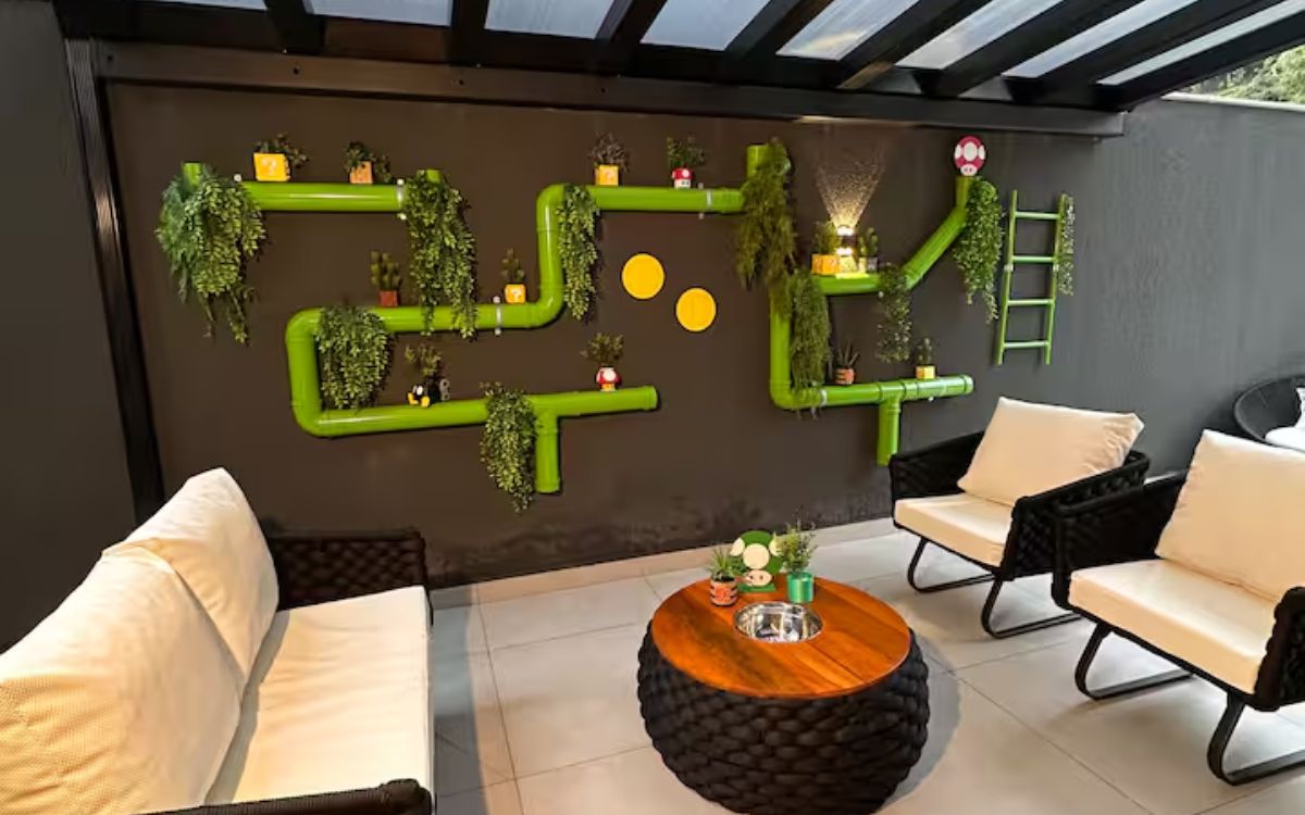 “Apartamento do Super Mario” atrai turistas em Blumenau com temática geek. Foto: Airbnb