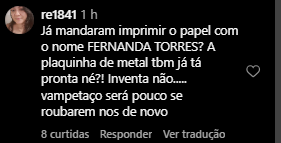 Comentários na publicação da contagem regressiva do Oscar  Instagram