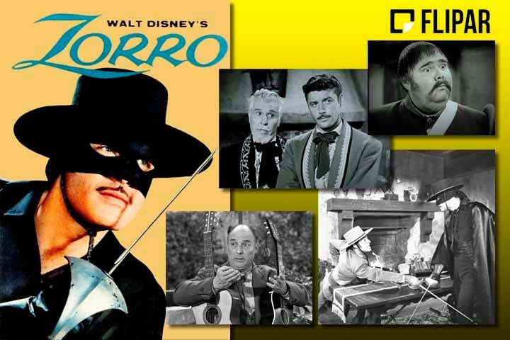 Já Guy Williams, pseudônimo de Armando Joseph Catalano, nasceu em Nova Iorque em 14 de janeiro de 1924. O ator, que chegou a ser modelo de fotos publicitárias de pasta de dentes e cigarros, protagonizou Zorro, em 1957. Reprodução: Flipar