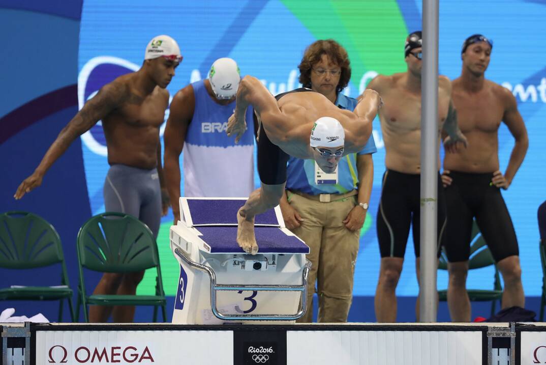 Revezamento 4x100m livre do Brasil está classificado para a final das Olimpíadas. Foto: Satiro Sodré/Divulgação CBDA