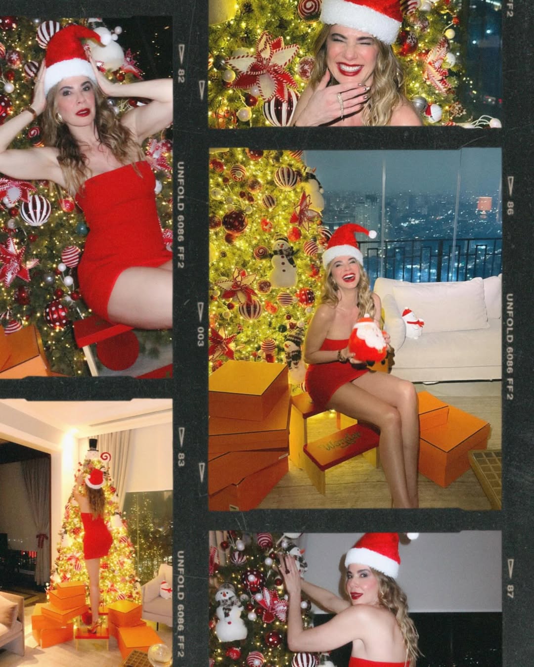 Luciana Gimenez aposta em vestido tomara que caia curto para ensaio de Natal. Foto: Instagram