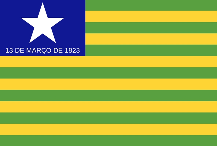 Piauí (PI) - Adoção: 24 de julho de 1922. Representação: O azul e branco remetem à bandeira nacional, e a estrela representa Teresina. Reprodução: Flipar