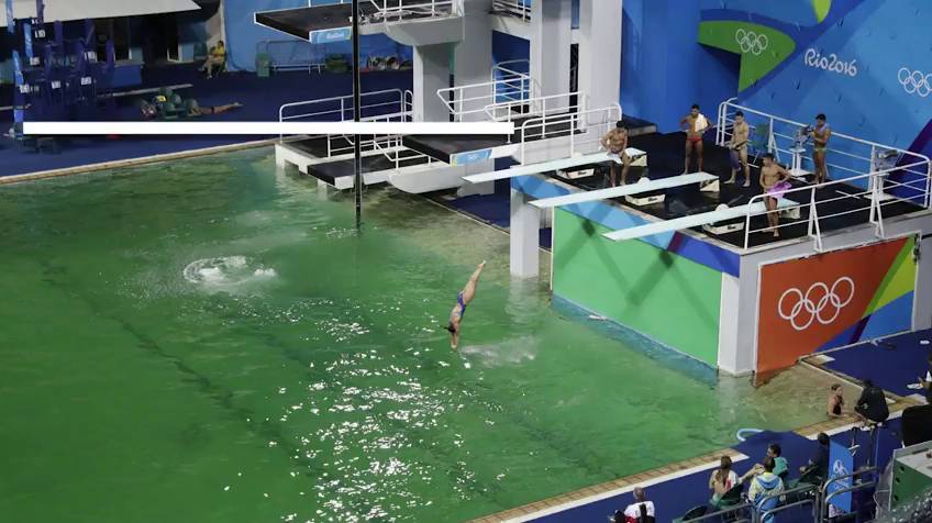 Piscina verde intrigou competidores, torcedores e imprensa. Foto: Rio 2016/REPRODUÇÃO