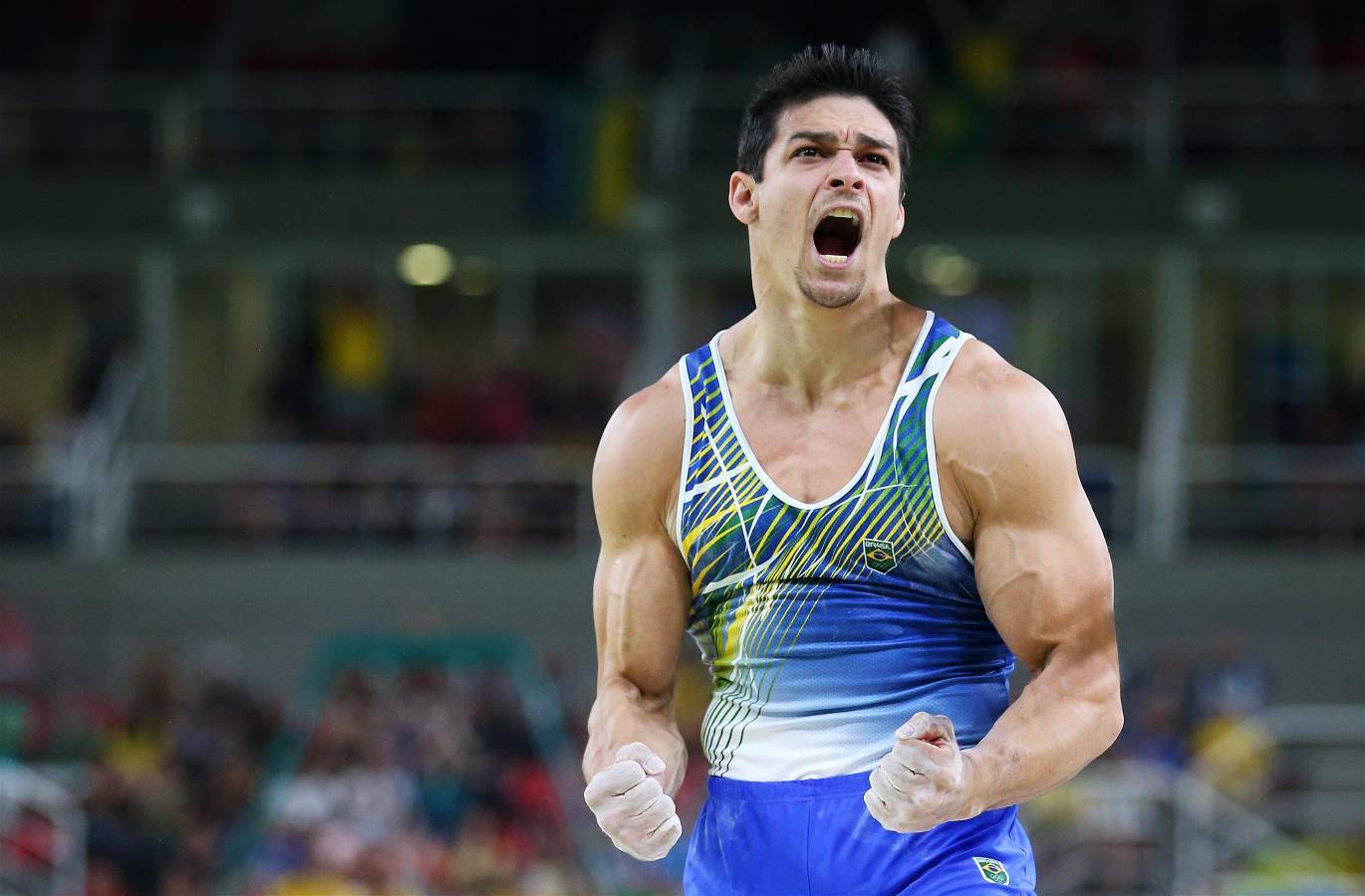 Francisco Barreto vibra após se apresentar nas classificatórias da ginástica artística. Foto: Divulgação Rio 2016