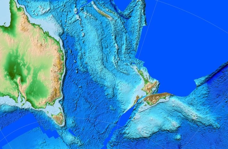 Uma equipe de geólogos descobriu uma vasta região de terra submersa no Pacífico Sul, indicando ser um oitavo continente que havia desaparecido. Reprodução: Flipar