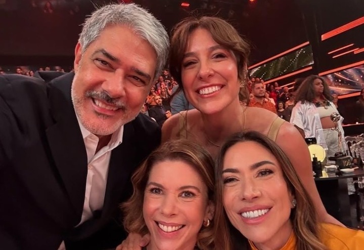 William Bonner, esposa, Daniela Beyruti e Patrícia Abravanel  Reprodução: Instagram