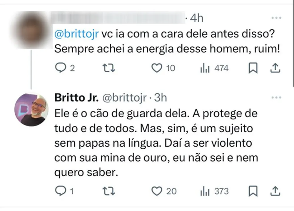 Interação de Britto Jr. no X