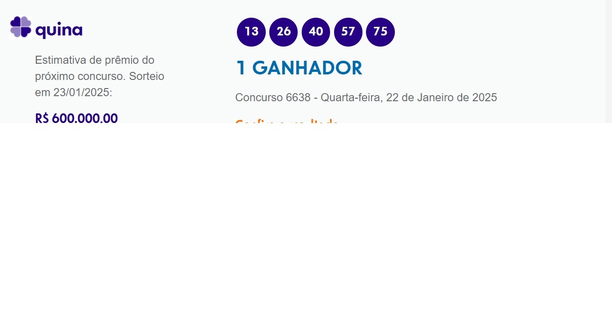 Resultado das loterias. Foto: Reprodução