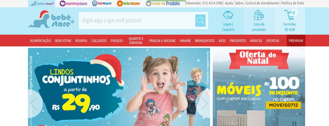 12- Bebê Store: Hoje, seis anos após a fundação, é um dos maiores e-commerces do Brasil de produtos e acessórios para bebês. Foi criado por um casal, com investimento próprio. Com o sucesso, montaram outras lojas online: Mommy Store, Toy Store e Kids Store. Foto: Reprodução