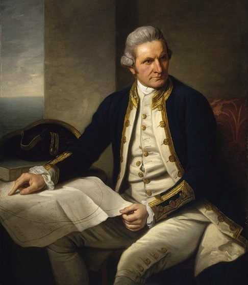 James Cook foi um dos mais importantes exploradores britânicos do século 18, conhecido por ter conseguido realizar três grandes viagens ao redor do mundo.  Reprodução: Flipar