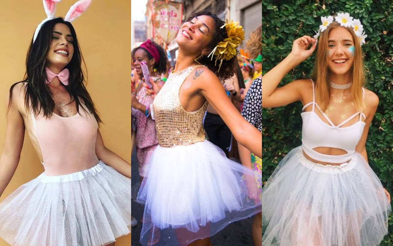 Uma saia de tule branca, por exemplo, pode ser reaproveitada para mais de uma fantasia de carnaval. Foto: Reprodução/Pinterest