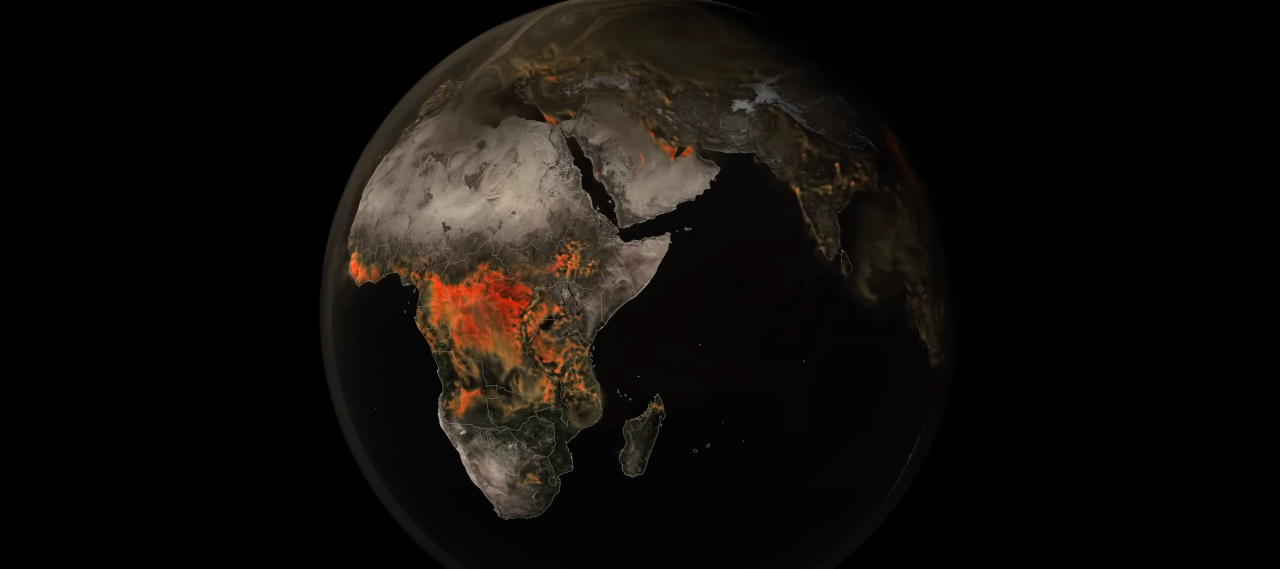 Como os dados foram coletados durante o verão do hemisfério sul, é possível ver mais pulsação nos trópicos e na América do Sul. Reprodução / Nasa