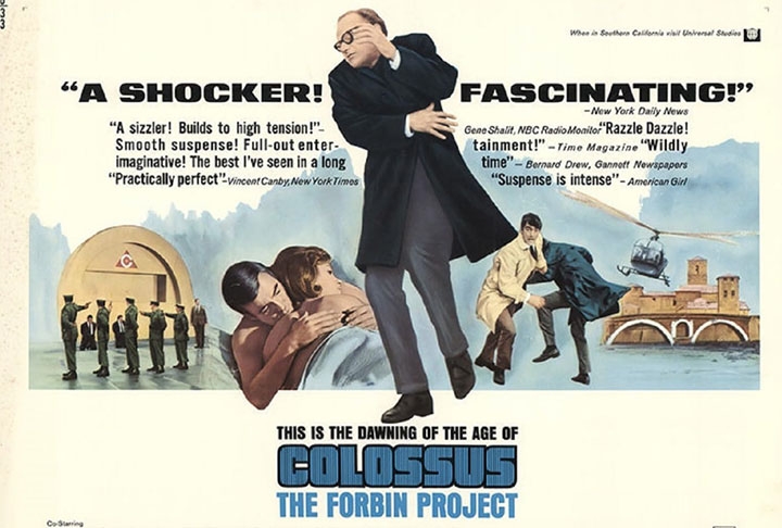“Colossus 1980” (1970): O filme se passa em um futuro próximo, durante a Guerra Fria. Os Estados Unidos constroem um supercomputador chamado Colossus, que é capaz de controlar todos os sistemas de defesa do país, incluindo os mísseis nucleares. Reprodução: Flipar