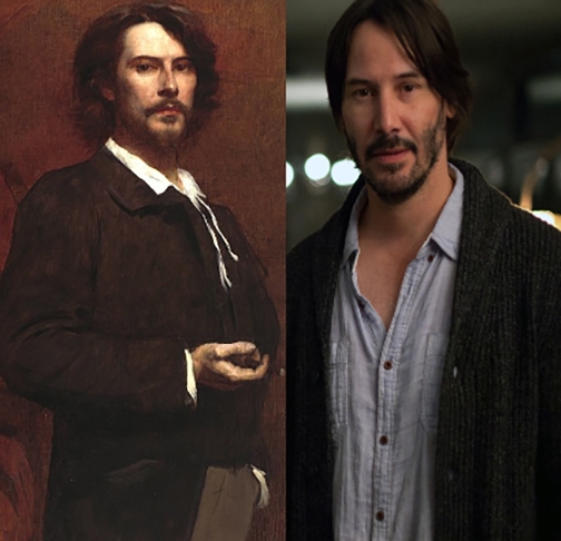 O portal estampa, por exemplo a semelhança de Keanu com o ator francês Paul Mounet (1847-1922). Reprodução: Flipar
