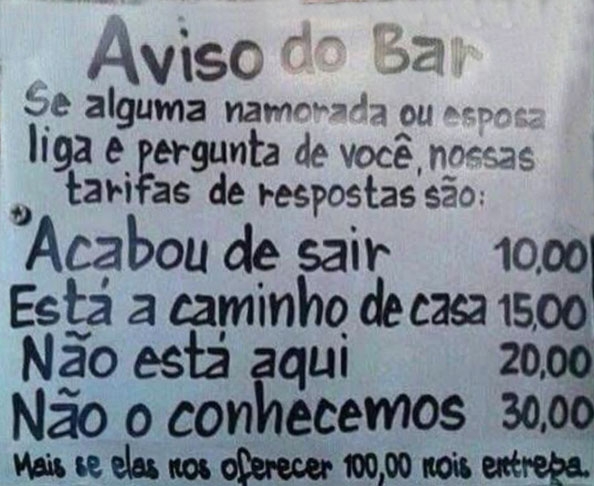 Esse aí criou serviço tabelado para quem pula o muro...Mas o bar também não é nada fiel!  Reprodução: Flipar