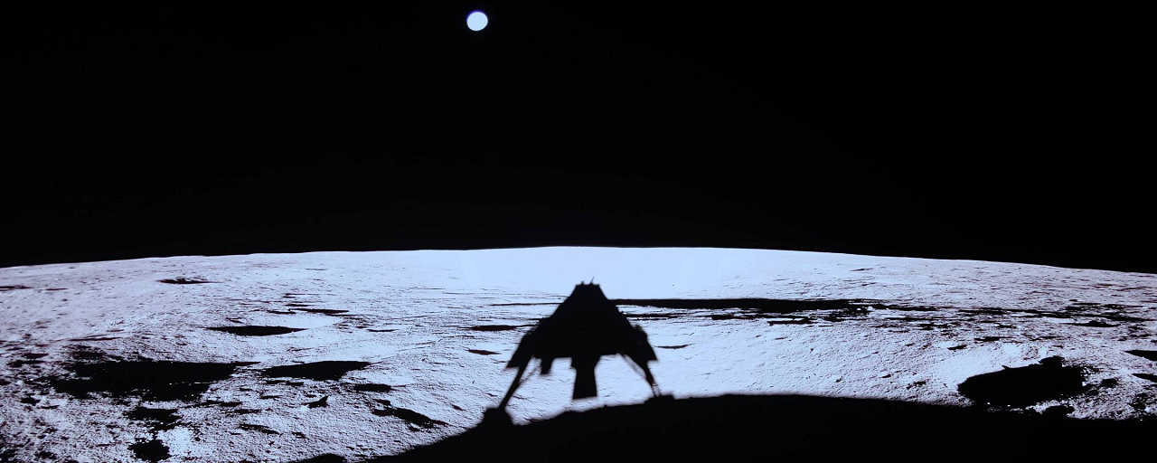 O robô Blue Ghost na superfície da Lua. Foto: Firefly