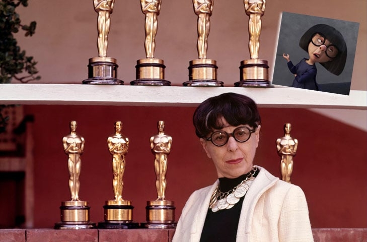 O estilo personalíssimo, com franja, coque e óculos de tartaruga redondos, seria modelo para personagens como Edna Mota, da animação “Os Incríveis”, da Pixar, lançado em 2004.
 Reprodução: Flipar