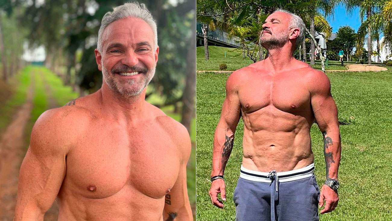 Mateus Carrieri, de 57 anos, é um dos maiores exemplo do que que se trata um DILF, exibindo a boa forma e os cabelos grisalhos sempre que possível Reprodução