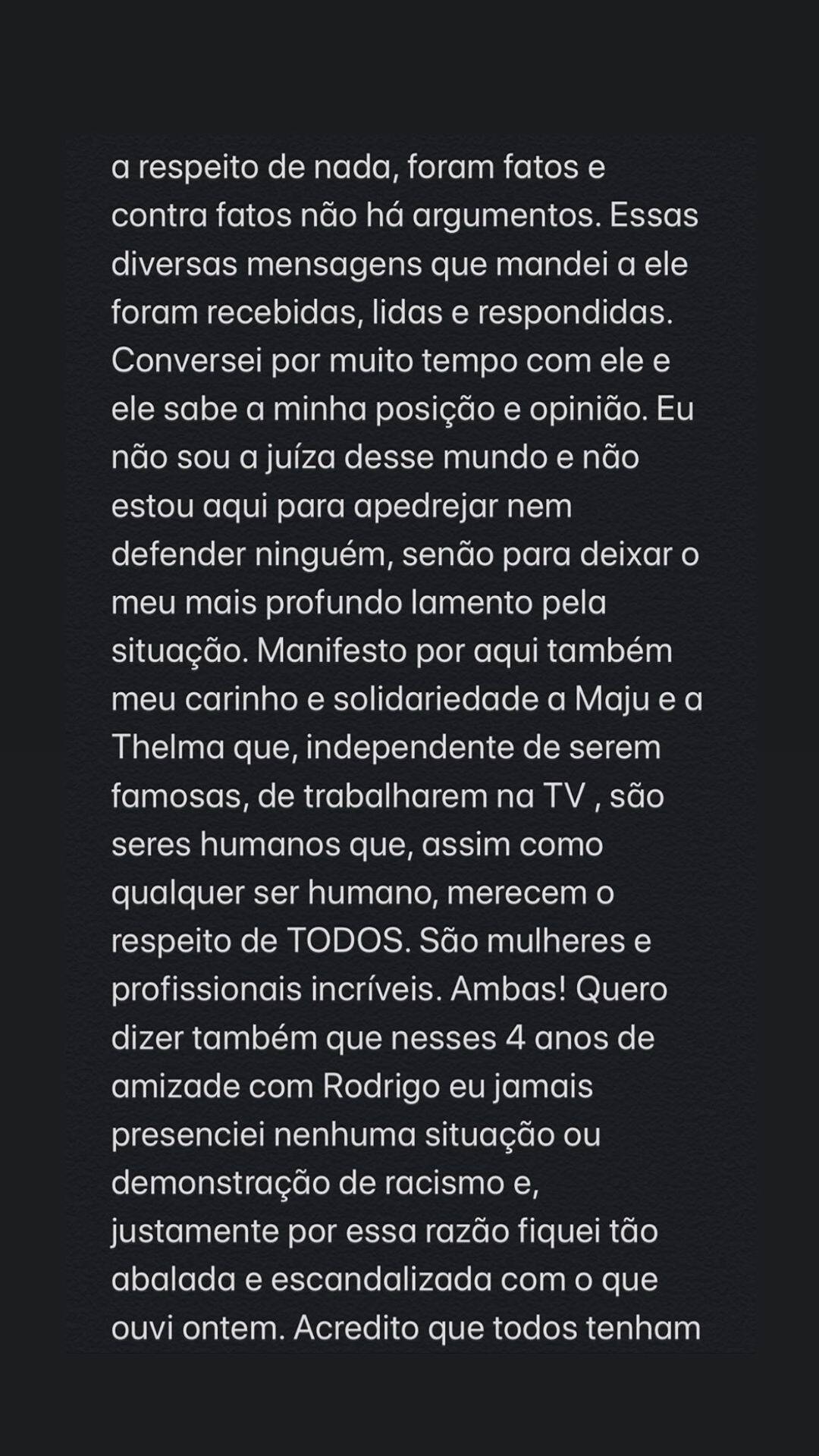 Texto Bella Falconi. Foto: Reprodução/Instagram