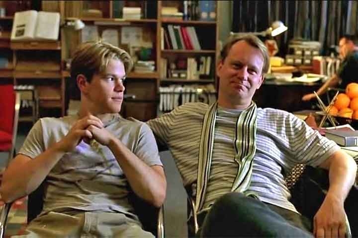 Já em solo americano, ele fez papéis em produções de sucesso como em “Gênio Indomável”, filme de 1997 com os astros Robin Williams e Matt Damon em que vive o professor Gerald Lambeau. 
 Reprodução: Flipar