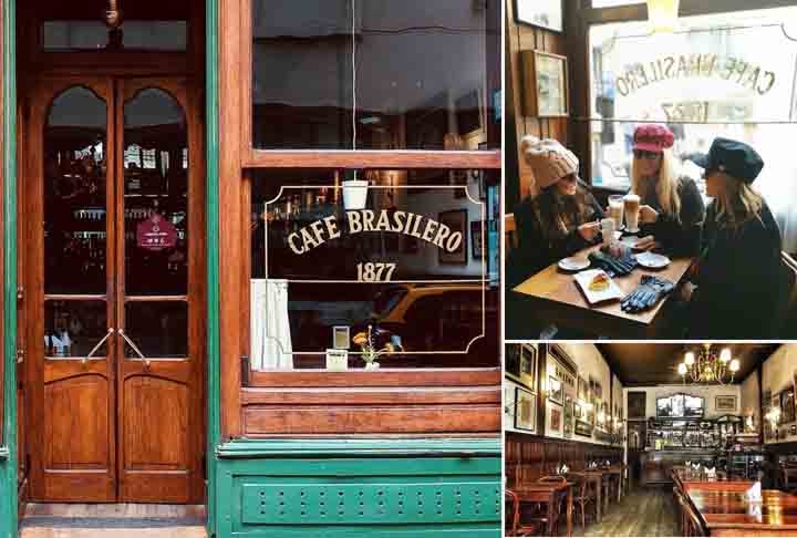 O Café Brasilero é um dos bares mais tradicionais do Uruguai. Está localizado na Rua Ituzaingó, 1447, no bairro da Cidade Velha, Montevidéu. O local, que é patrimônio cultural, ficou conhecido por ter diversos artistas, poetas e escritores como clientes, a exemplo do escritor Eduardo Galeano e do cantor de tango, Carlos Gardel.  Reprodução: Flipar