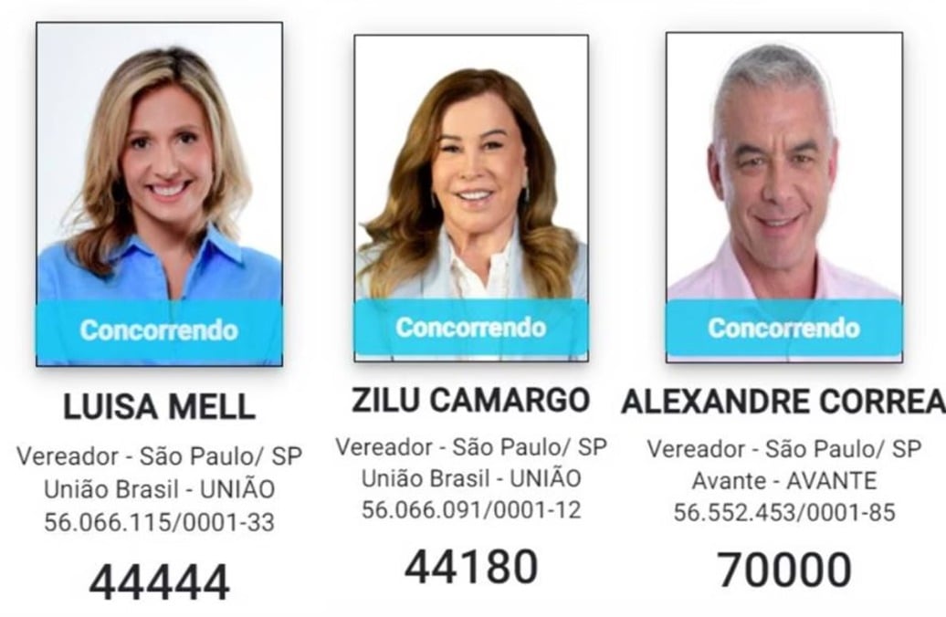 Candidatos famosos nas Eleições de 2024 Reprodução: TSE