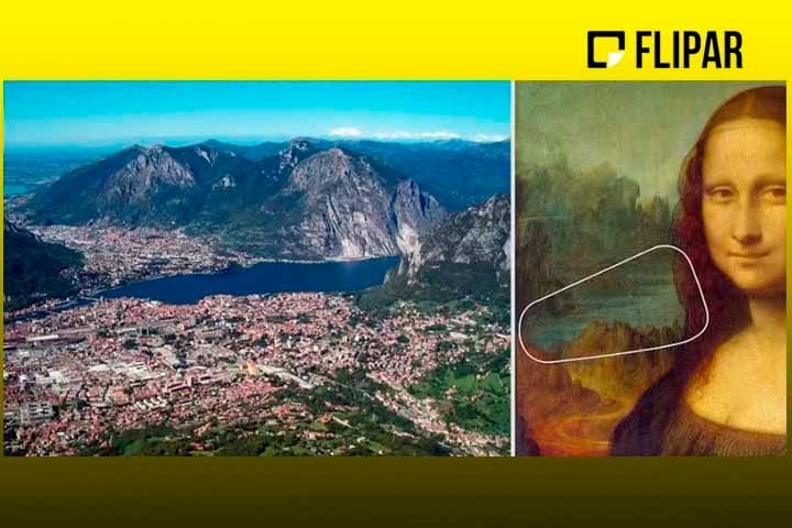 A paisagem pintada na Mona Lisa sempre foi alvo de controvérsia entre os pesquisadores da arte do gênio renascentista. 
 Reprodução: Flipar