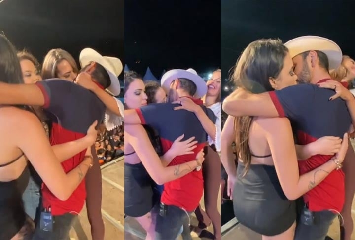 Thullio Milionário, por sinal, é famoso nas redes sociais por beijar fãs em cima do palco. Em 2019, ele chegou a beijar três mulheres no mesmo show. 