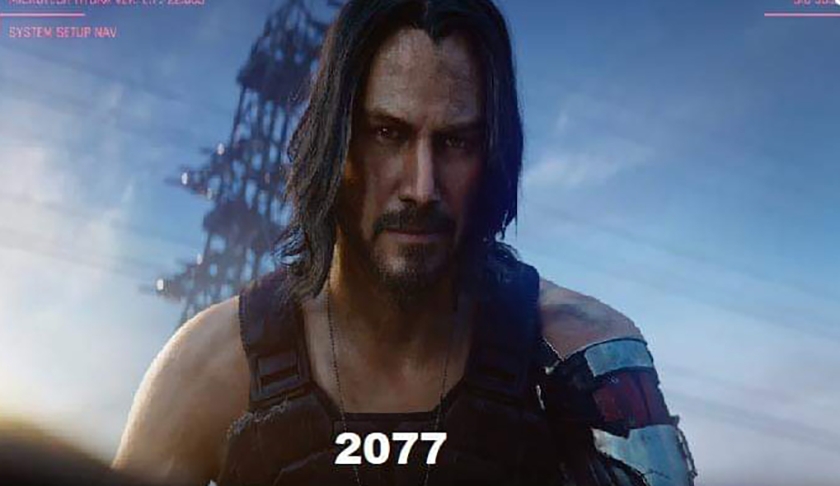  E vejam a projeção para o ano de 2077: Keanu vivinho da silva, e com a mesma cara! Será?  Reprodução: Flipar