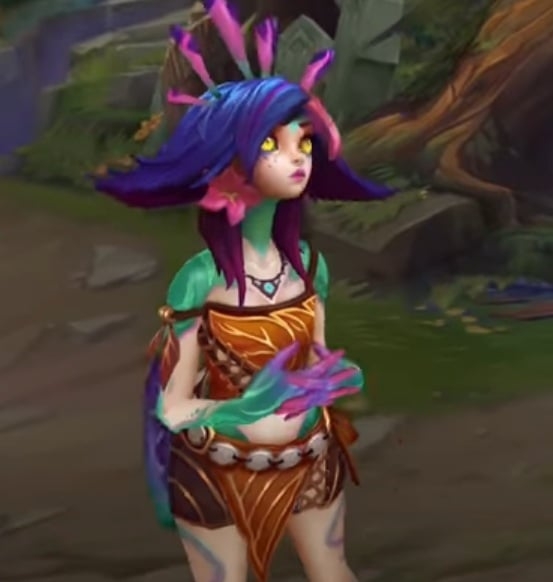 Personagem: Neeko - Um dos jogos mais populares do mundo é League of Legends e o Brasil não passa despercebido, não só pela grande quantidade de jogadores como também pela personagem Neeko. Reprodução: Flipar