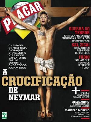 Neymar causou ao cobrir a Placar crucificado. Foto: Divulgação