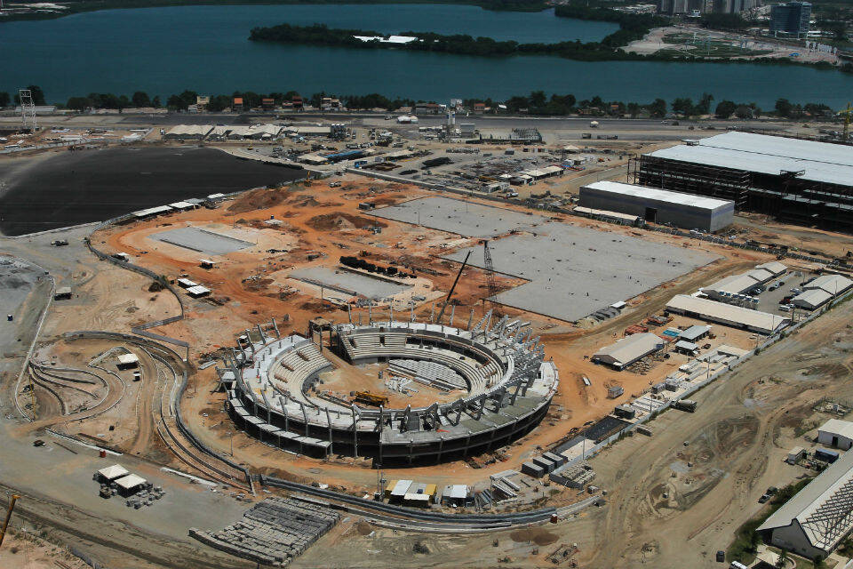 Obras do Centro de Tênis, localizado no Parque Olímpico, em março de 2015. Foto: Divulgação/Rio 2016