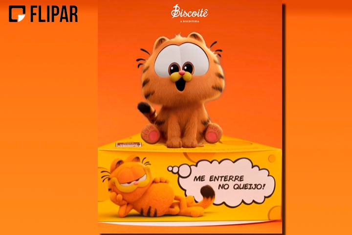 O filme motivou uma onda de lançamento de produtos do gato.  A Biscoitê, marca de biscoitos artesanais e presentes, criou, a convite da Sony Pictures, produtos exclusivos inspirados no filme. Reprodução: Flipar