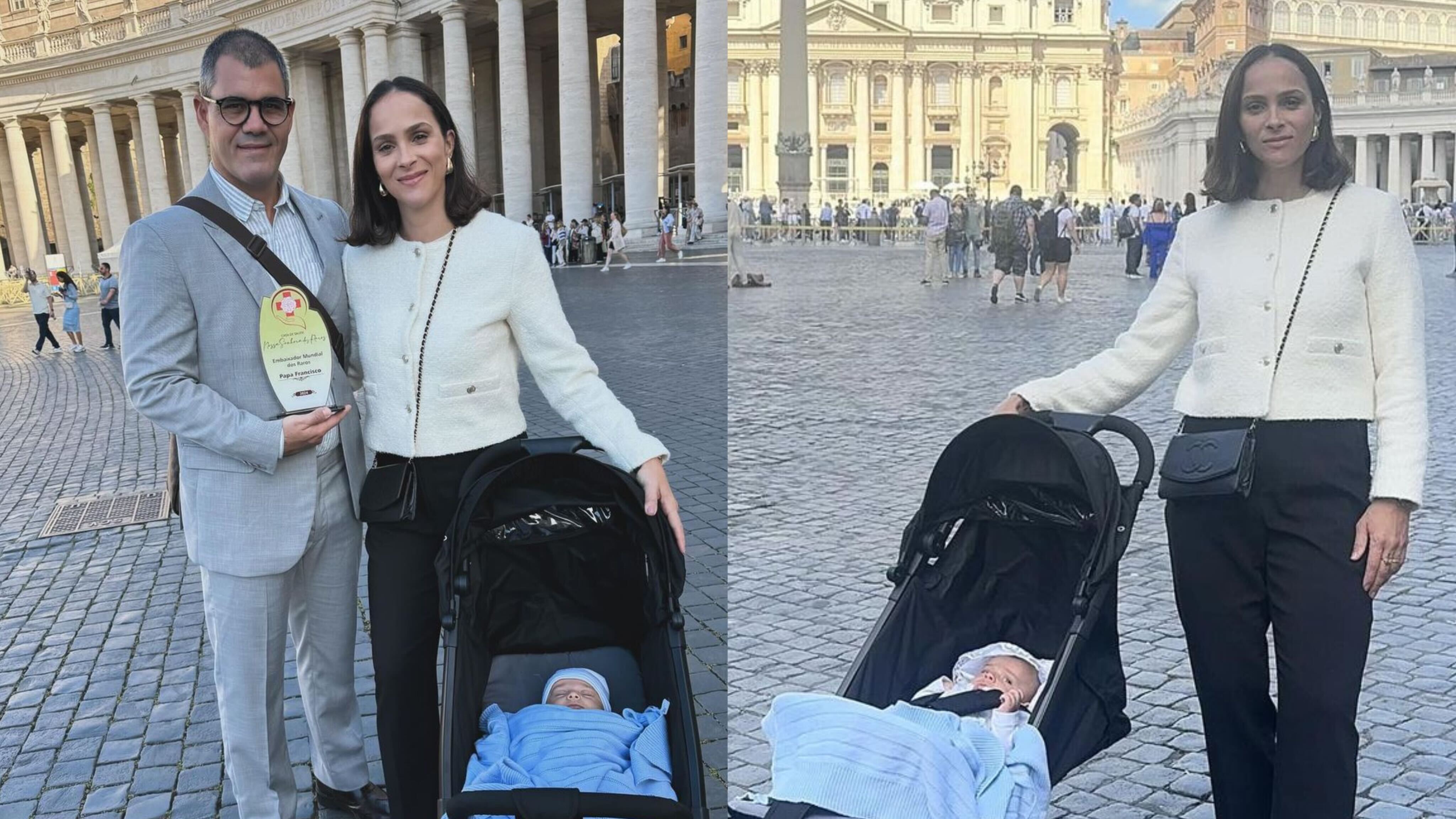 Juliano e Letícia Cazarré com o filho Estevão no Vaticano Reprodução Instagram - 22.5.2024